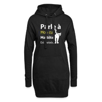 Humour chat Malade - Sweat-shirt à capuche long Femme - noir - Devant