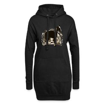 Pferd - Hoodie-Kleid - Schwarz - Vorne
