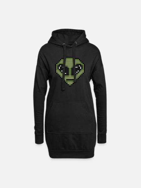 pixel art alien - Hoodie Dress - black