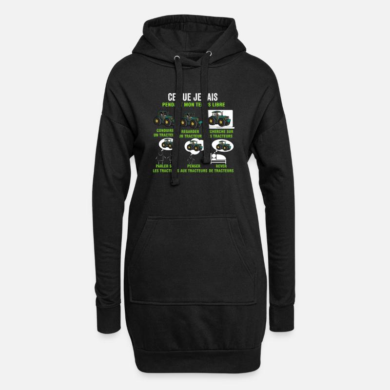 Cadeau Ce Que Je Fais En Mon Temps Libre Tracteur - Sweat-shirt à capuche long Femme - noir