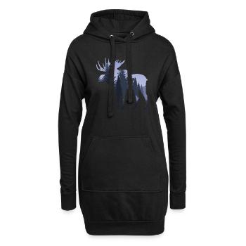 Schweden Elch im Wald - Hoodie-Kleid - Schwarz - Vorne