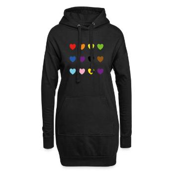 Intersexuell Inklusiver Stolz Fortschritt färbt Herzen - Hoodie-Kleid - Schwarz - Vorne