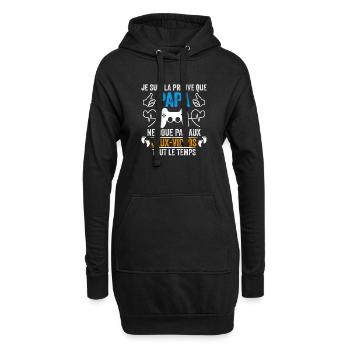 Papa Gamer Humour Cadeau Bébé Gamer Papa Geek - Sweat-shirt à capuche long Femme - noir - Devant