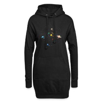Unser Sonnensystem - Hoodie-Kleid - Schwarz - Vorne