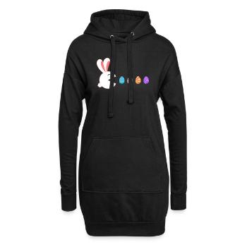 Frohe Ostern Kaninchen Gamer isst Ostereier - Hoodie-Kleid - Schwarz - Vorne