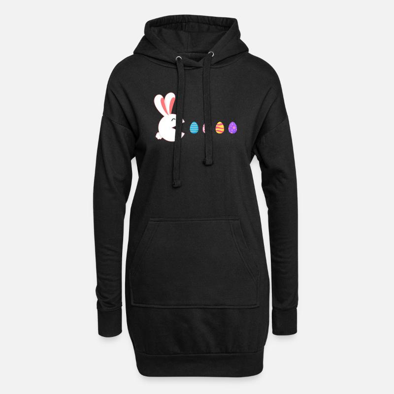 Happy Easter Rabbit Gamer Eating Easter Eggs - Hoodie Dress - black