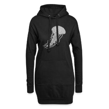 Gehirn Qualle Illustration - Hoodie-Kleid - Schwarz - Vorne