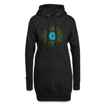ohm signe vert bleu yoga - Sweat-shirt à capuche long Femme - noir - Devant