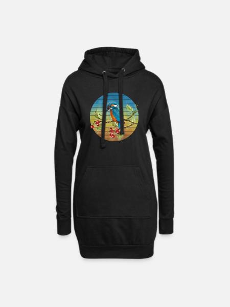 Bunter Vogel - Hoodie-Kleid - Schwarz