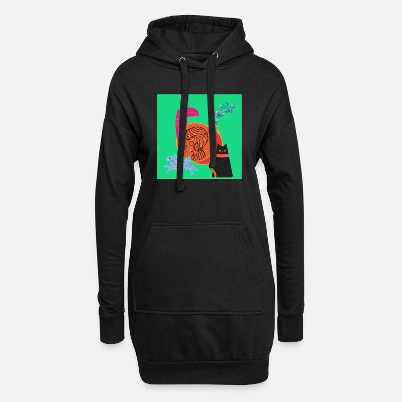 Weibliche Haustiere - Hoodie-Kleid - Schwarz