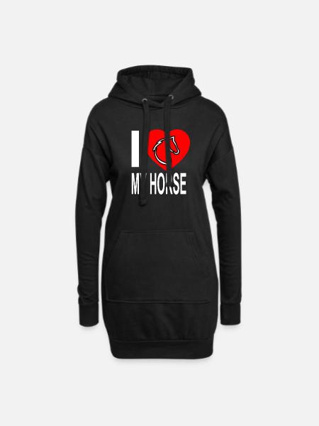 Pferd - Hoodie-Kleid - Schwarz
