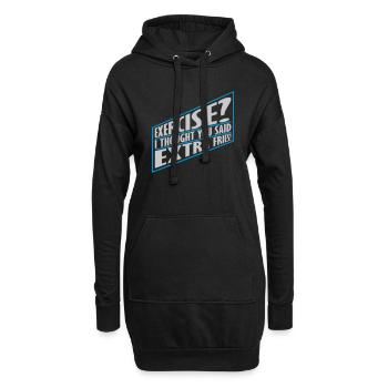 Exercise Extra Fries Zitat - Hoodie-Kleid - Schwarz - Vorne