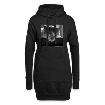 Die Katze - Hoodie-Kleid - Schwarz - Vorne