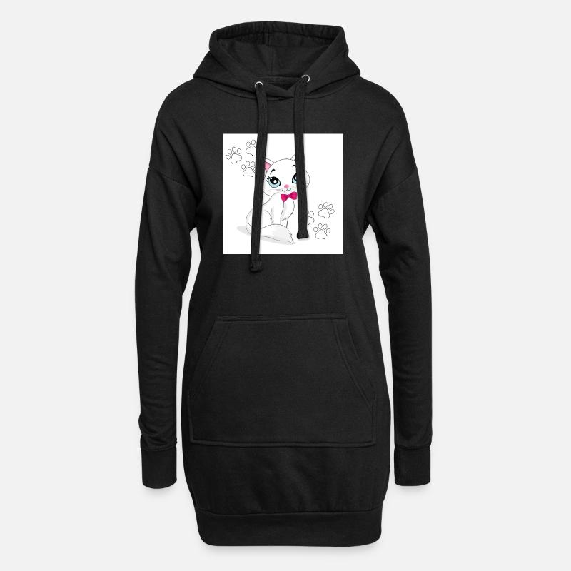 Chat - Sweat-shirt à capuche long Femme - noir