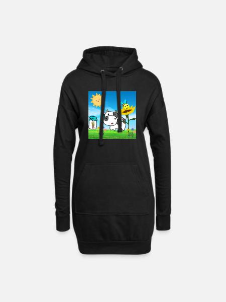 cow - Hoodie Dress - black