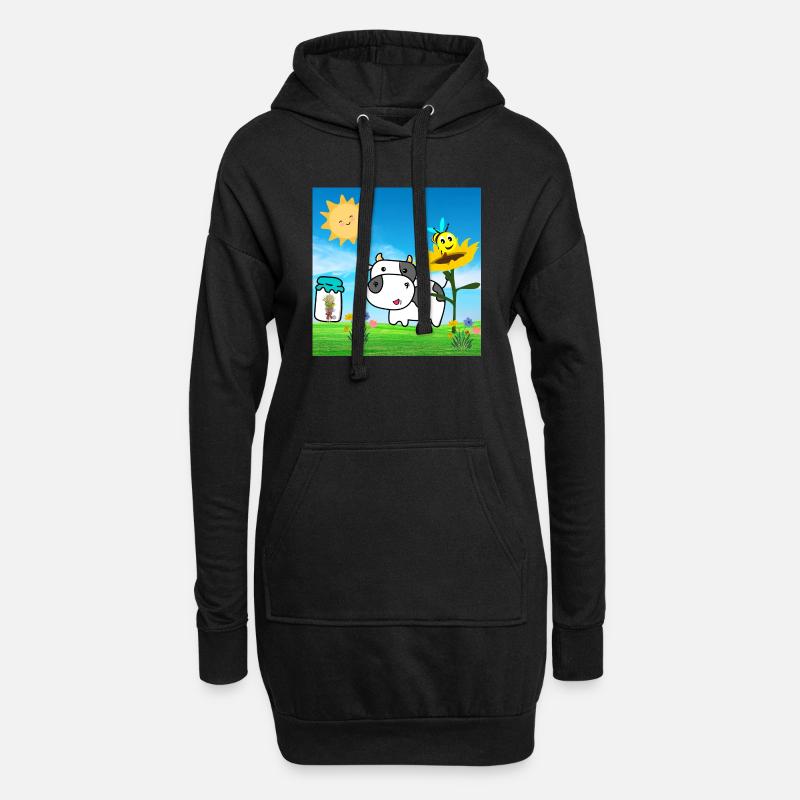 vache - Sweat-shirt à capuche long Femme - noir