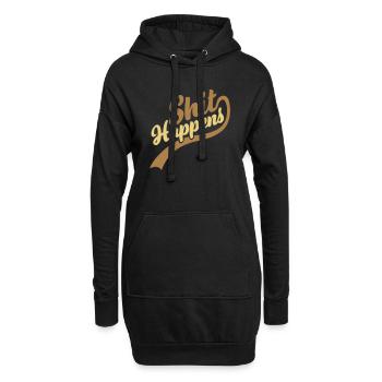 Schriftzug Shit happens Zitat - Hoodie-Kleid - Schwarz - Vorne