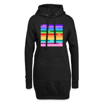 Rainbow cats - Hoodie-Kleid - Schwarz - Vorne