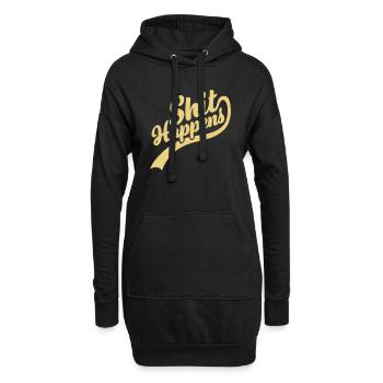 Shit happens Schriftzug Zitat - Hoodie-Kleid - Schwarz - Vorne