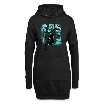 Motorrad GS black türkis - Hoodie-Kleid - Schwarz - Vorne