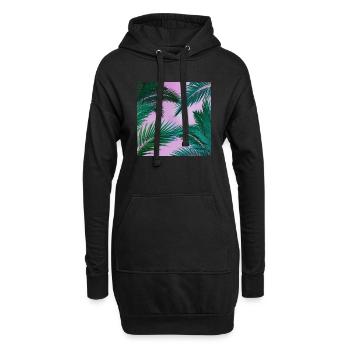 Tropische Palmen - Hoodie-Kleid - Schwarz - Vorne