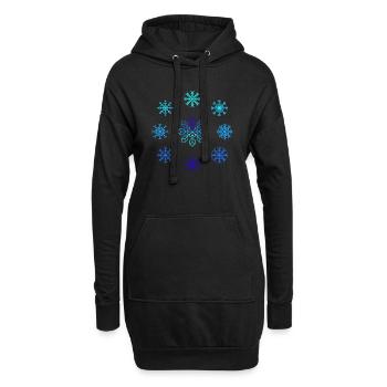 Flocons. Joie hivernale. Cristaux de glace. Neige - Sweat-shirt à capuche long Femme - noir - Devant