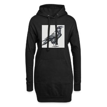 Corbeau peint - Sweat-shirt à capuche long Femme - noir - Devant