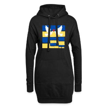 Frieden Friedenstaube auf der Ukrainischen Flagge - Hoodie-Kleid - Schwarz - Vorne