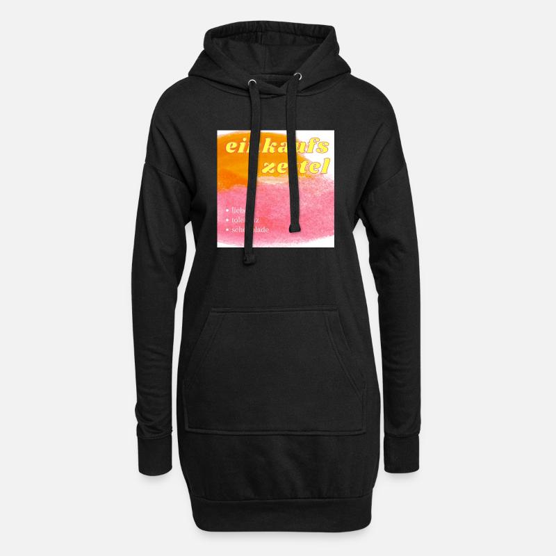 einkaufszettel - Hoodie-Kleid - Schwarz