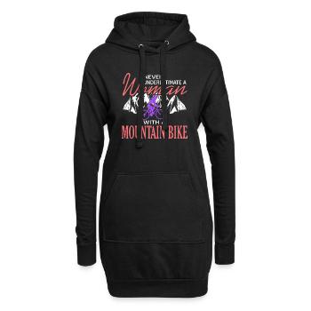 Never Underestimate A Woman With Mountain Bike - Hoodie-Kleid - Schwarz - Vorne