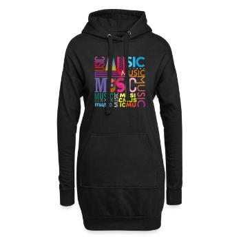 Musique drôle jazz retro song hipster vinyl rock - Sweat-shirt à capuche long Femme - noir - Devant