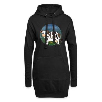 Kuh - Hoodie-Kleid - Schwarz - Vorne