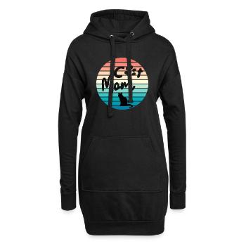 Cat Mom Retro - Hoodie-Kleid - Schwarz - Vorne