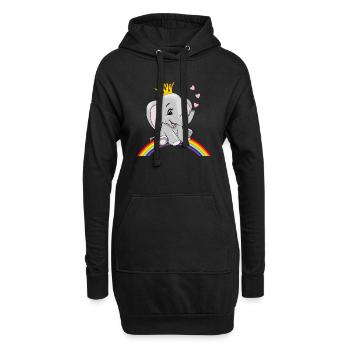 Joyeux bébé éléphant assis sur un arc-en-ciel - Sweat-shirt à capuche long Femme - noir - Devant