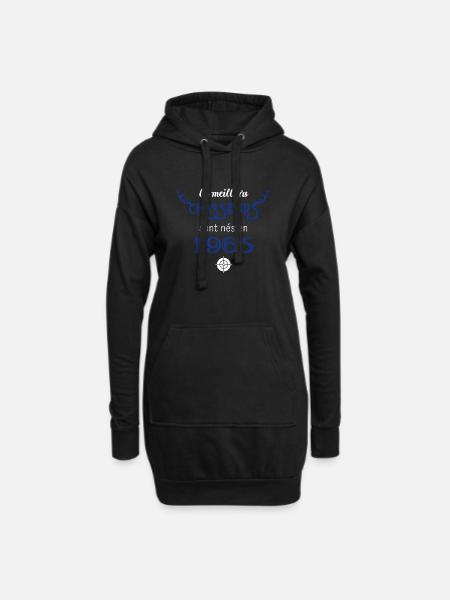 Anniversaire chasseur 1965 - Sweat-shirt à capuche long Femme - noir