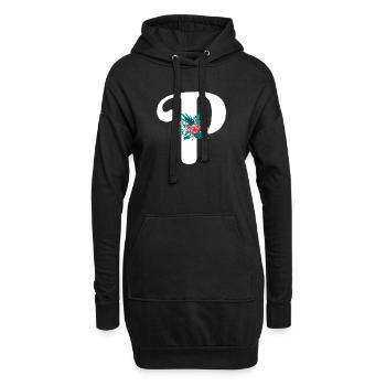 Buchstabe P blumig - Hoodie-Kleid - Schwarz - Vorne