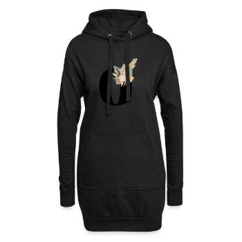 lettre O fleuris - Sweat-shirt à capuche long Femme - noir - Devant