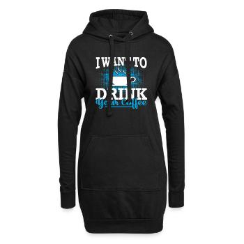 Je veux boire votre café - Sweat-shirt à capuche long Femme - noir - Devant