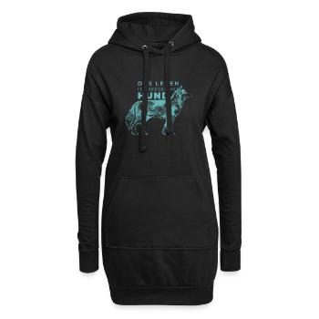 Das Leben ist besser mit Hund - Hoodie-Kleid - Schwarz - Vorne