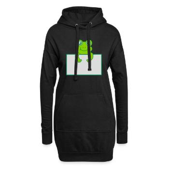 Texte présent bouclier de grenouille - Sweat-shirt à capuche long Femme - noir - Devant