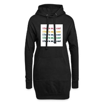 I love my cat - Hoodie-Kleid - Schwarz - Vorne
