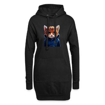 Chat avec pull - Sweat-shirt à capuche long Femme - noir - Devant