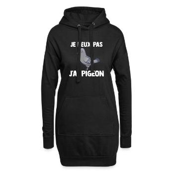 Je peux pas j'ai Pigeon - Sweat-shirt à capuche long Femme - noir - Devant