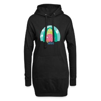 Der rosa Elefant und Mutter Erde - Hoodie-Kleid - Schwarz - Vorne