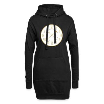 Horloge doree magique - Sweat-shirt à capuche long Femme - noir - Devant
