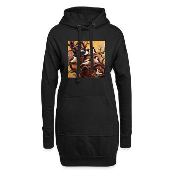 Vögel sitzen auf den Ästen eines Baumes - Hoodie-Kleid - Schwarz - Vorne