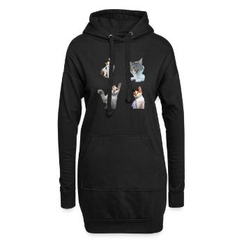 Packung Aufkleber Coole und niedliche Katzenkatzen - Hoodie-Kleid - Schwarz - Vorne