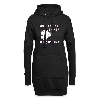Ici c’est moi LE CHEF de cuisine chef humour - Sweat-shirt à capuche long Femme - noir - Devant