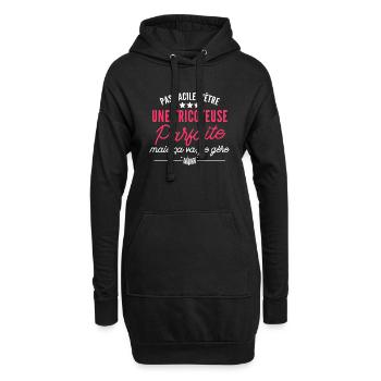 tricoteuse parfaite / cadeau humour tricot - Sweat-shirt à capuche long Femme - noir - Devant