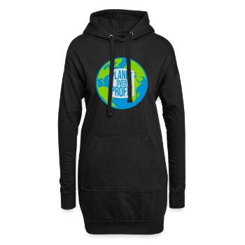 planet over profit Zitat - Hoodie-Kleid - Schwarz - Vorne